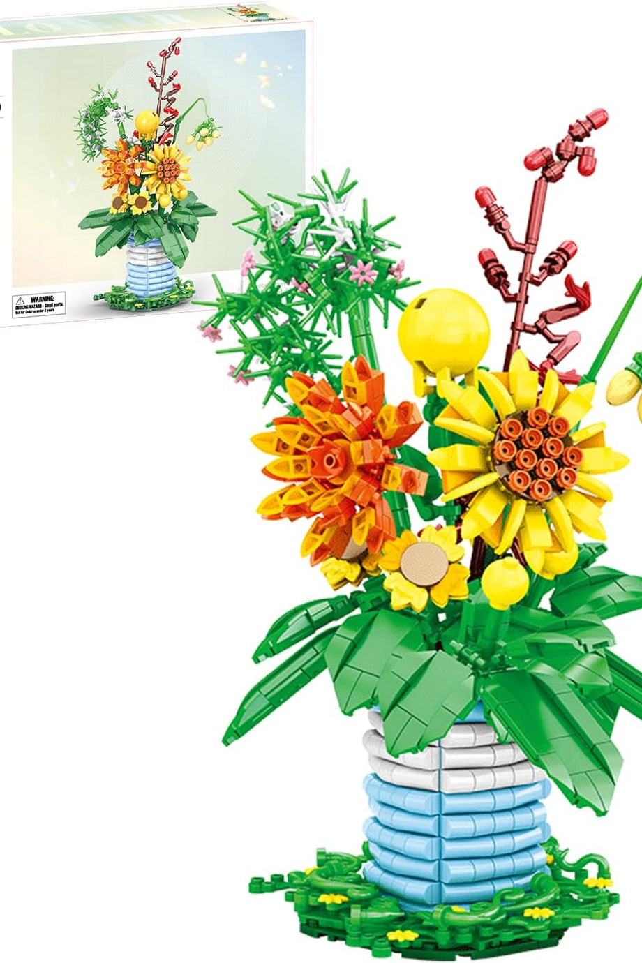 Vazolu Ayçiçeği Buket Yapım Seti, 962 Parça, Yapay Çiçekler, Ev ve Ofis Dekoru