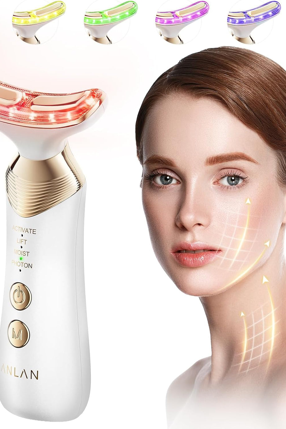 24 Ayar Altın Yüz Masaj Aleti, Kırışıklık Karşıtı, Kırmızı & Mavi Işık Cilt Bakımı