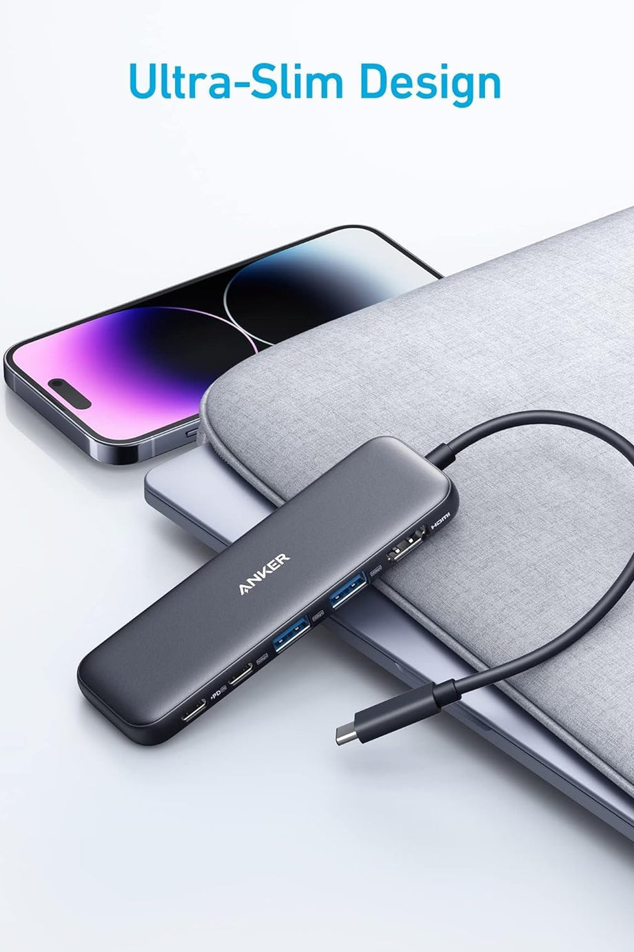 USB-C Hub 332 (5’i 1 Arada) 4K HDMI, 100W PD-IN, 5Gbps USB-C ve USB-A Veri Portları