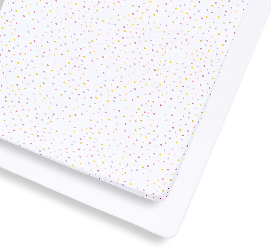 2'li Çarşaf Seti 70x140cm Renkli Noktalı, Pamuklu, Beşik ve Karyolaya Uygun