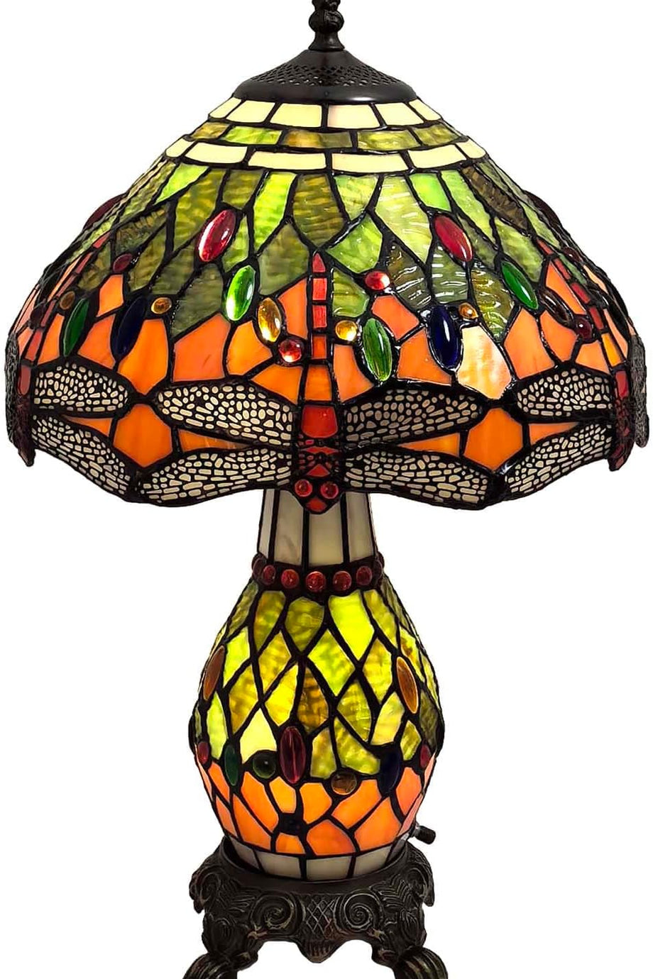Tiffany Tarzı El Yapımı Vitray Karga Lambası Aydınlatmalı Tabanlı Abajur, 19 Inc Yükseklik