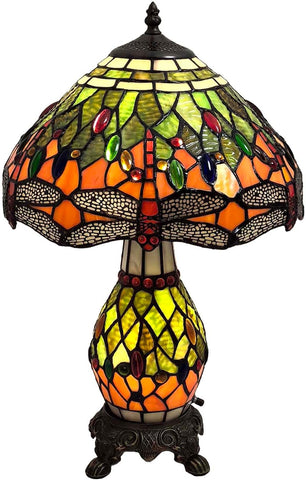 Tiffany Tarzı El Yapımı Vitray Karga Lambası Aydınlatmalı Tabanlı Abajur, 19 Inc Yükseklik