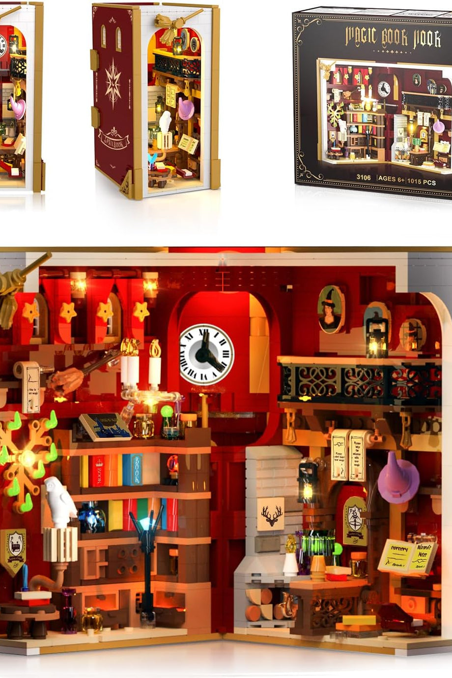 LED Işıklı Sihirli Kitap Köşesi, 1015 Parça Minyatür Kitaplık Modülü