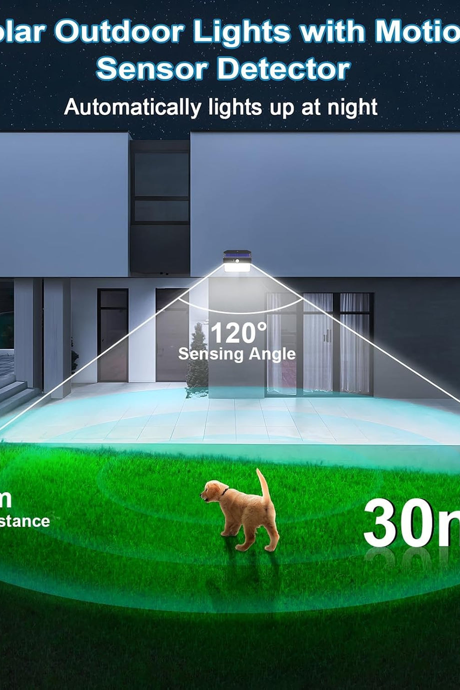 4’lü Solar Bahçe Işıkları, Hareket Sensörlü, 150 LED, 3 Modlu, IP65 Su Geçirmez, Solar Duvar Lambası