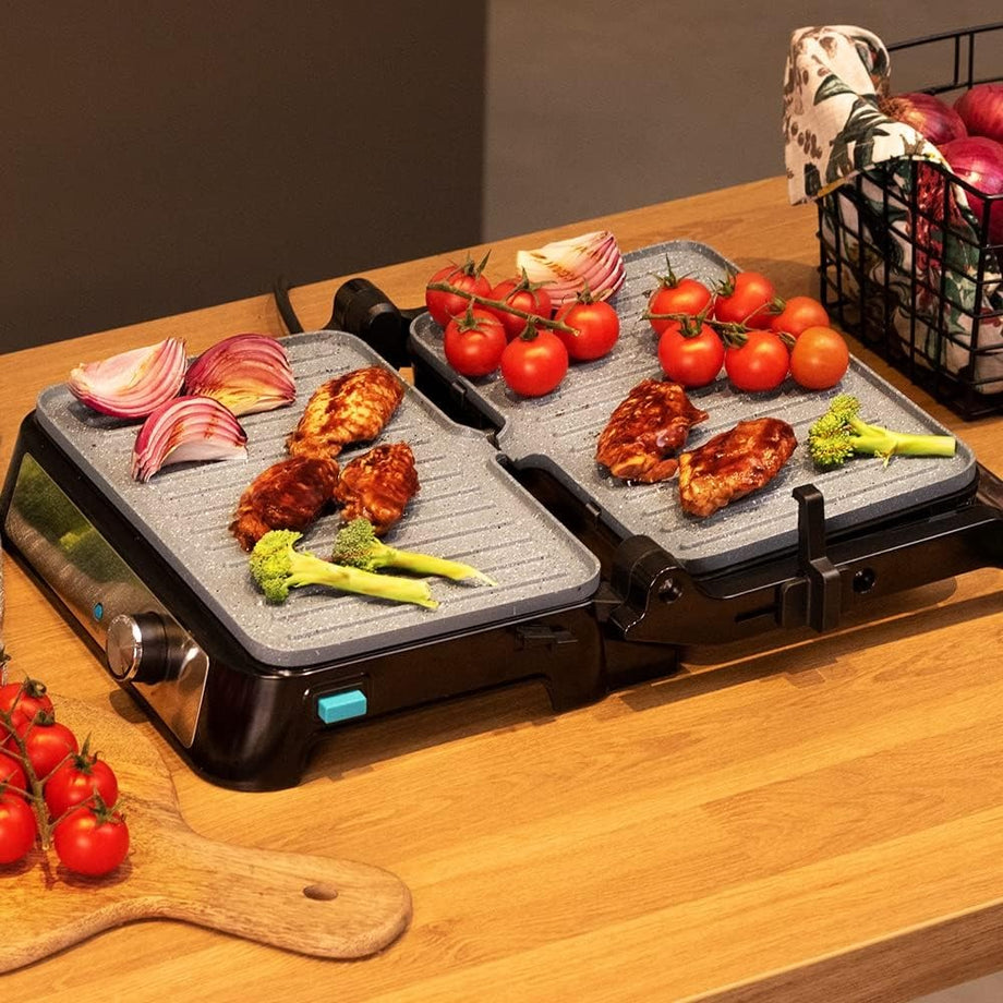 Rockn Grill 1500W Elektrikli Izgara Taş Kaplama 180° Açılır Plaka