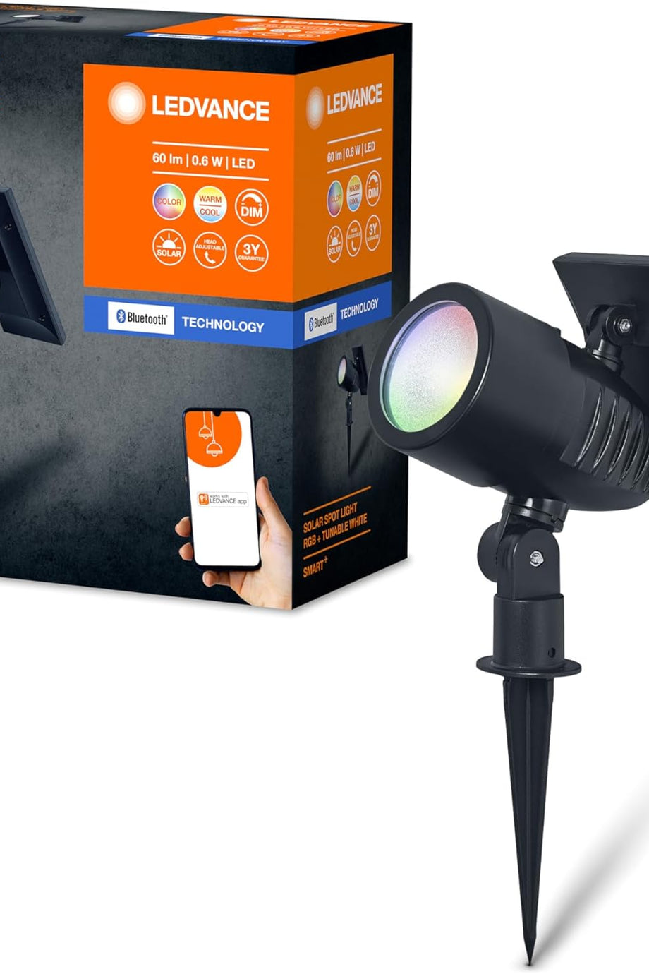 Smart+ Dış Mekan Bluetooth Solar Bahçe Aydınlatması, 8 Saat Yanma Süresi, IP44 Su Geçirmez