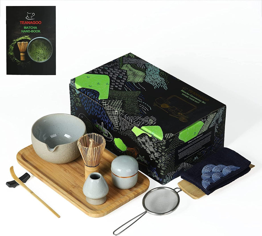 Japon Matcha Çay Seti, 10 Parça Seremoni Kiti, Bambu Çırpıcı, Seramik Kase ve Aksesuarlar