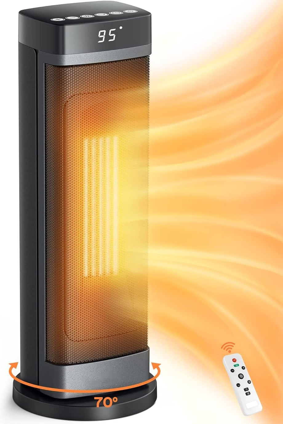 20 Inc Elektrikli Isıtıcı, 1500W Hızlı Isıtma Teknolojisi, Termostatlı, 70° Açı