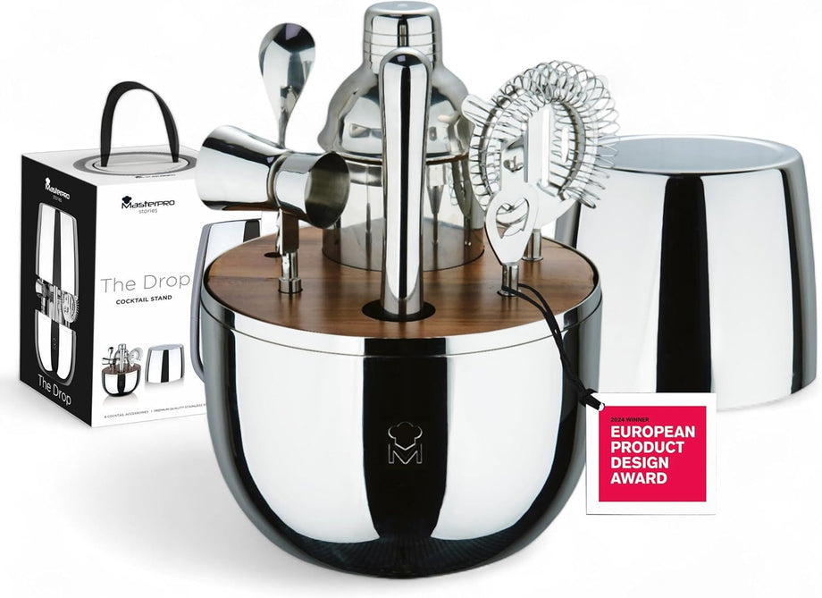 The Drop 6'lı Paslanmaz Çelik Kokteyl Seti Şık Hediye Kutulu Bar Seti