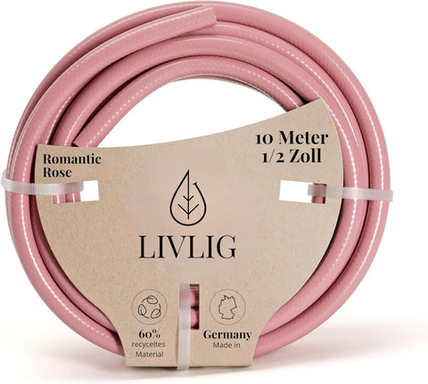 10 m Bahçe Hortumu, 1/2 inç, Pembe, Geri Dönüşümlü PVC