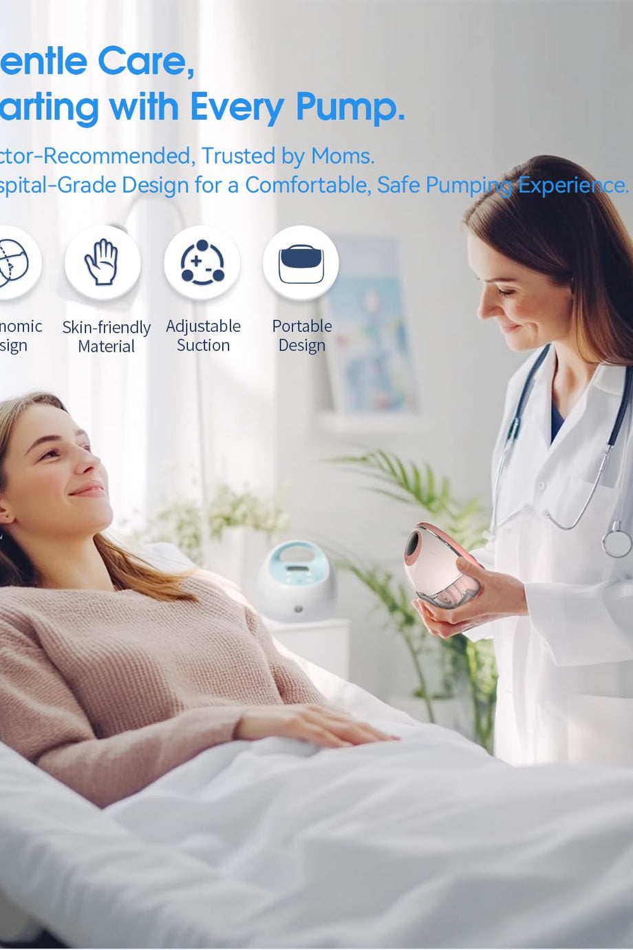 Çift Elektrikli Göğüs Pompası, Eller Serbest, 12 Seviye, Sesli Komutlu