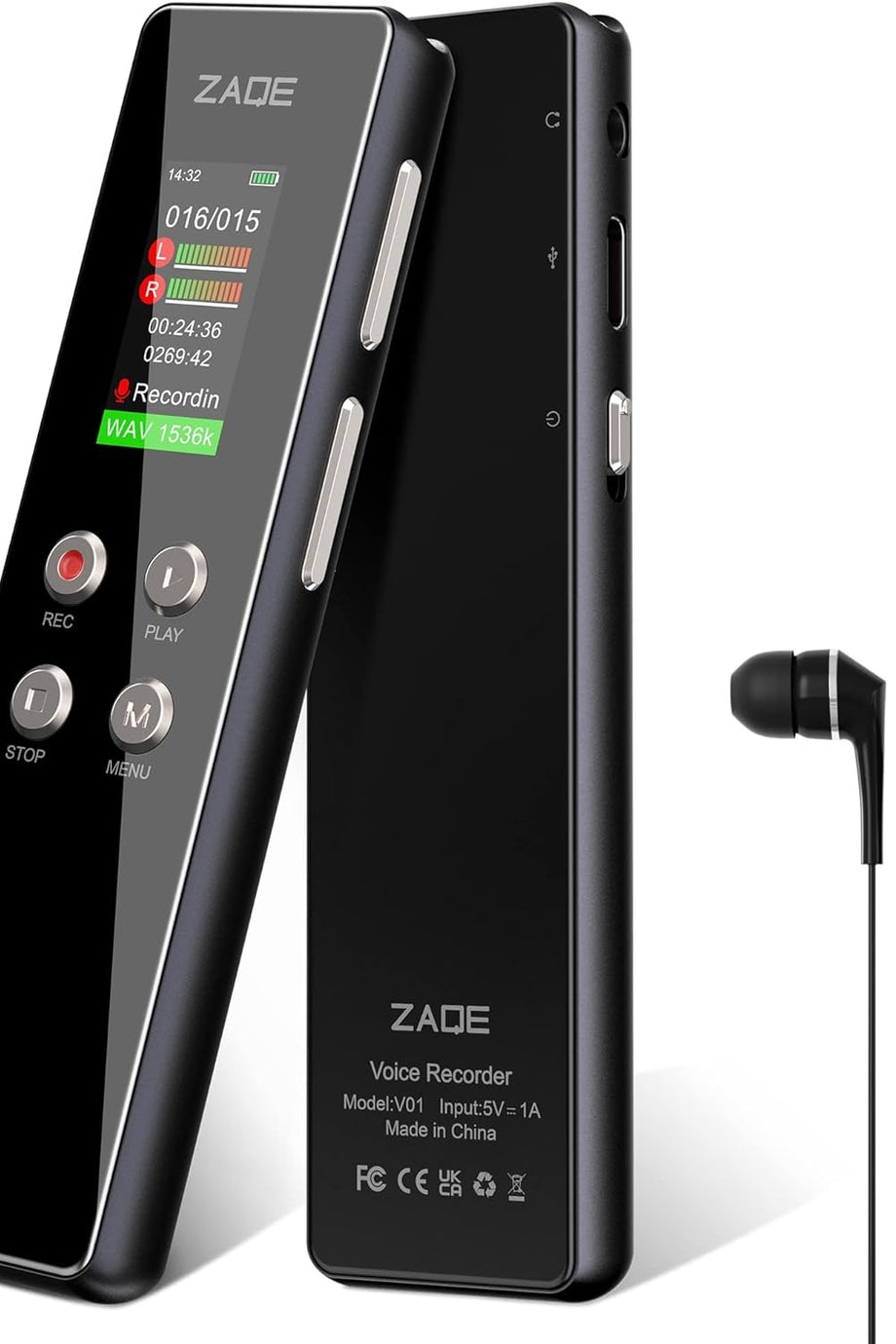 64 GB Dijital Ses Kayıt Cihazı, 1536 Kbps, A-B Tekrar, Şifreli, Sesle Kayıt, USB Şarjlı