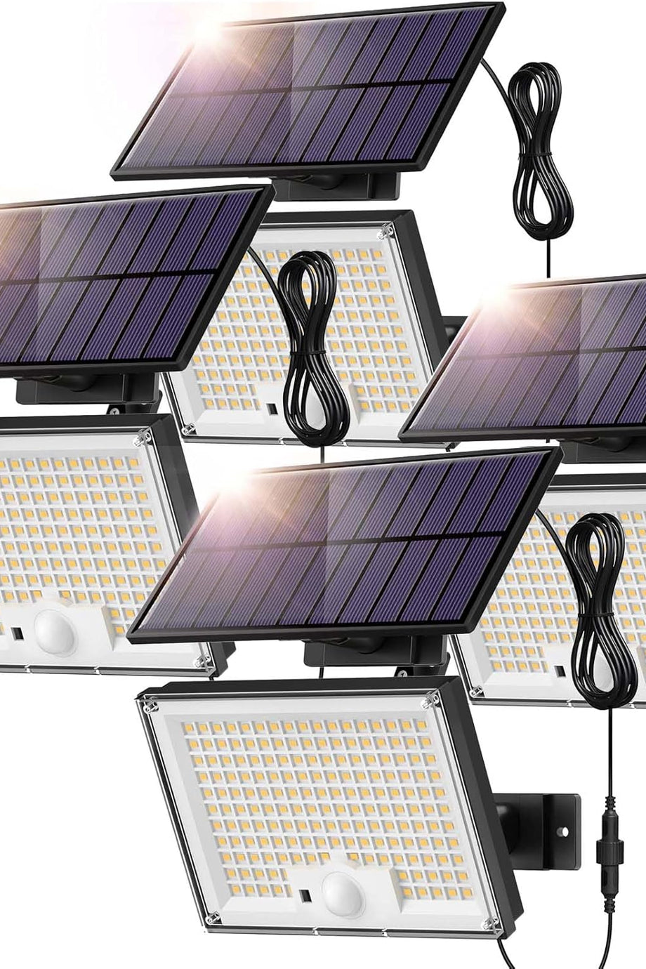 4'lü Hareket Sensörlü Güneş Enerjili Işıklar, 172 LED, IP65 Su Geçirmez
