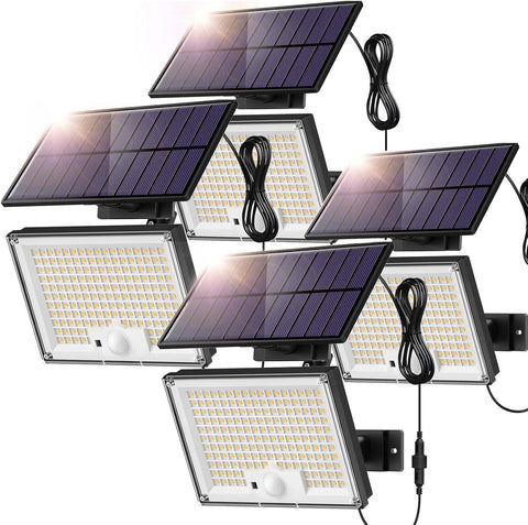 4'lü Hareket Sensörlü Güneş Enerjili Işıklar, 172 LED, IP65 Su Geçirmez