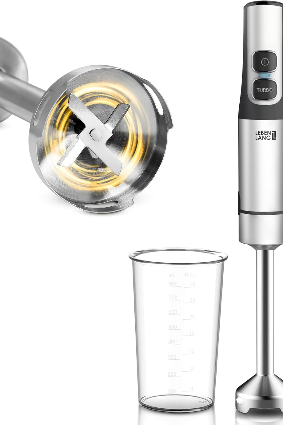 Güçlü El Blenderı,Paslanmaz Çelik Gövde, 800 ml Ölçüm Kabı, Turbo Mod, Sıçrama Koruması