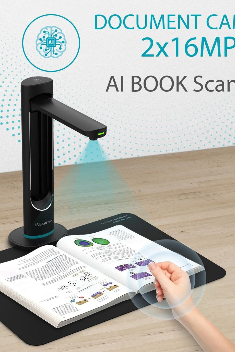 Desk Pro A3 Kitap & Belge Tarayıcı, 2x16MP-32MP, AI Destekli, OCR & PDF Editör