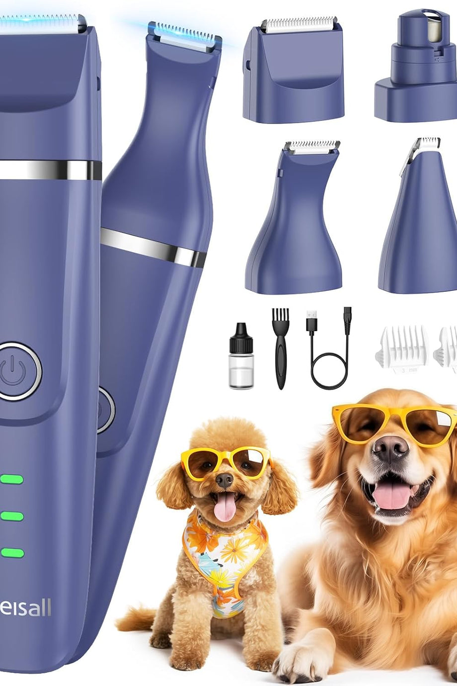 4-in-1 Sessiz Kesme Makinesi, Köpek ve Kedi Bakımı, Şarj Edilebilir, Pati Düzeltici ve Pençe Bileyici