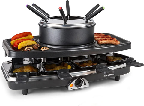 3'ü 1 Arada Raclette Fondü Izgara Seti, 8 Kişilik, 1100 W Güçlü