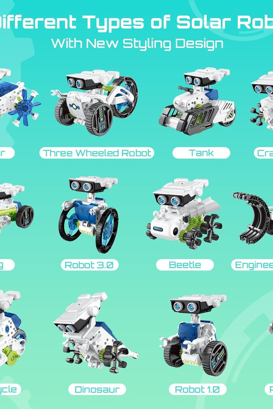 12si1 Arada Güneş Enerjili Robot Oyuncağı, 8-13 Yaş Çocuklar İçin DIY STEM Yapı Kiti