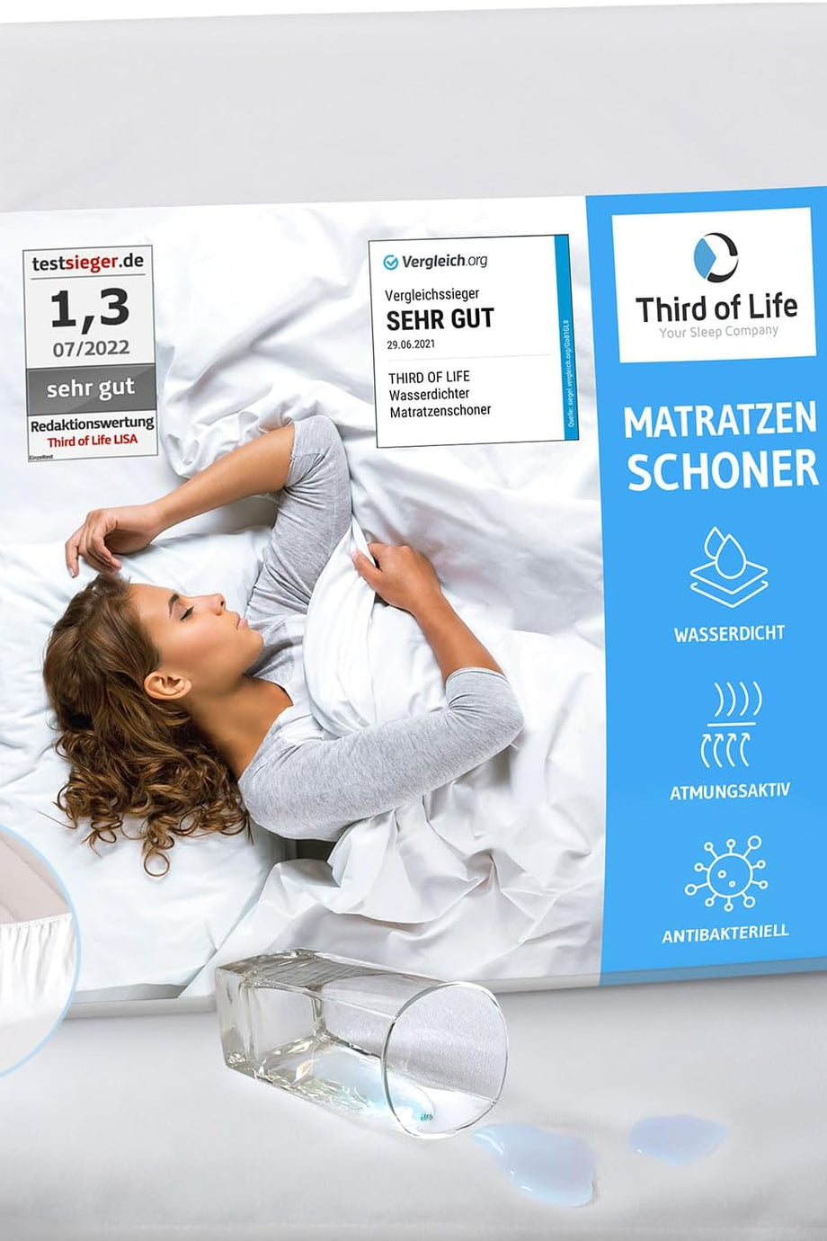 Yatak Koruyucu, 180 x 200 cm,Su Geçirmez, Nefes Alabilen, Anti-Akar Yatak Örtüsü