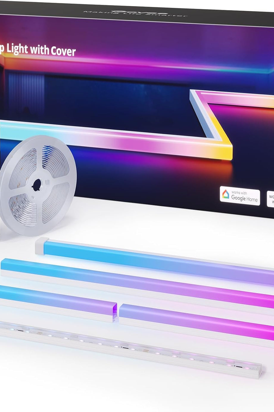 RGBIC LED Şerit Işık 5m Profil Dahil, Alexa Uyumlu, 64 Sahne, Uygulama Kontrollü