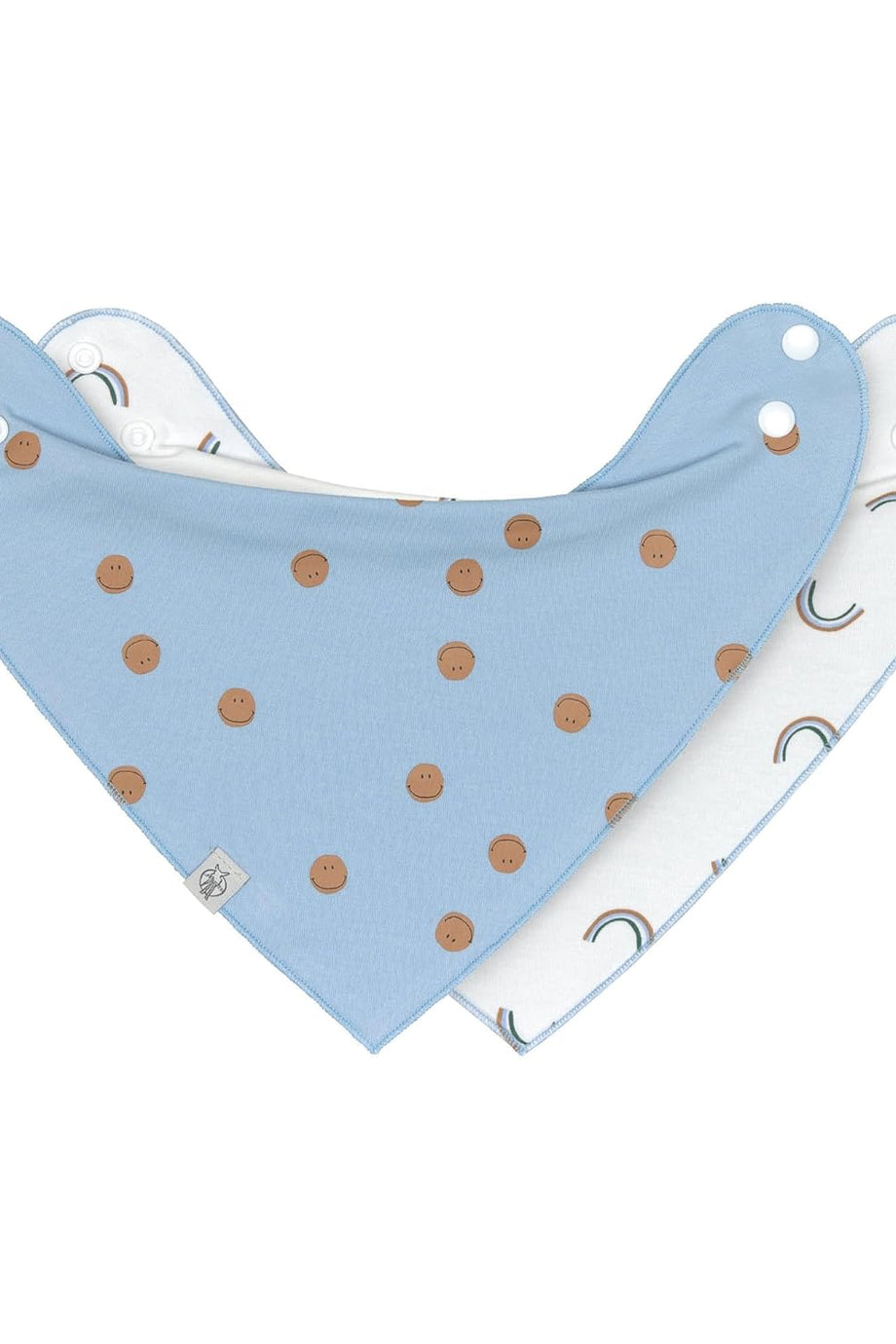 Organik Pamuk Üçgen Bebek Önlüğü, 2’li Set, Çıtçıtlı, Ters Çevrilebilir