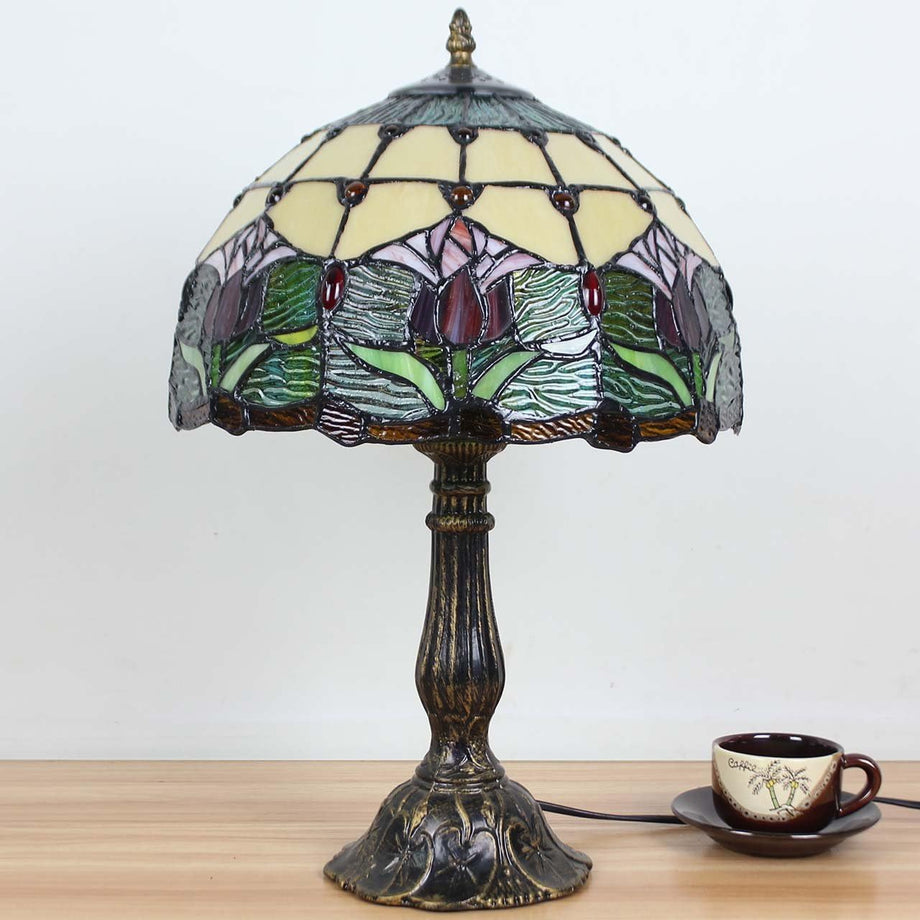 Tiffany Tarzı Vitray Masa Lambası, El Yapımı