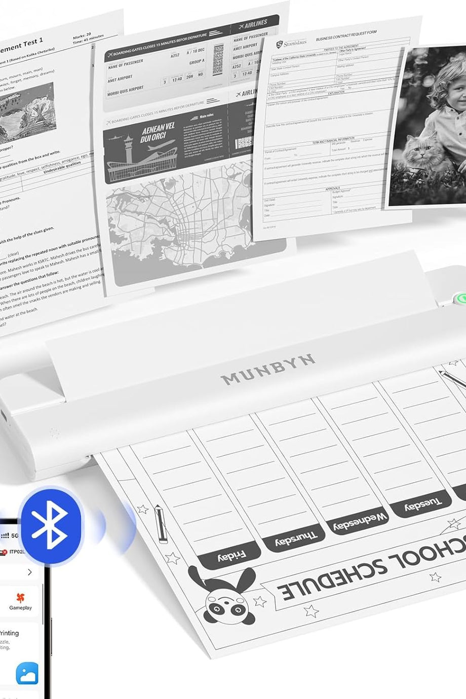 ITP02 Bluetooth Termal Yazıcı, A4, 203 DPI, Android & iOS Uyumlu, Mürekkepsiz