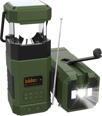DF-585 Solar Crank Radyo Bluetooth Işıklı Kamp Lambası Powerbank Acil Durum Radyosu