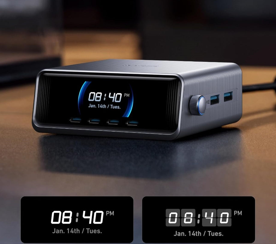 250W 6 Port GaN USB-C Şarj Cihazı,LCD Ekran, Akıllı Kontrol, Ultra Hızlı Şarj