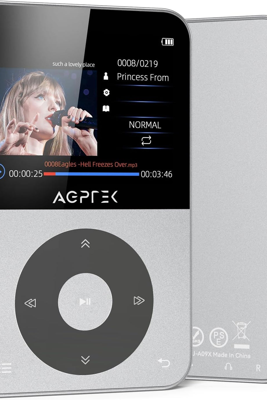 64GB Bluetooth 5.3 MP3 Çalar, 2.3" Ekranlı, FM Radyo ve Kayıt Özellikli, Gümüş Renk