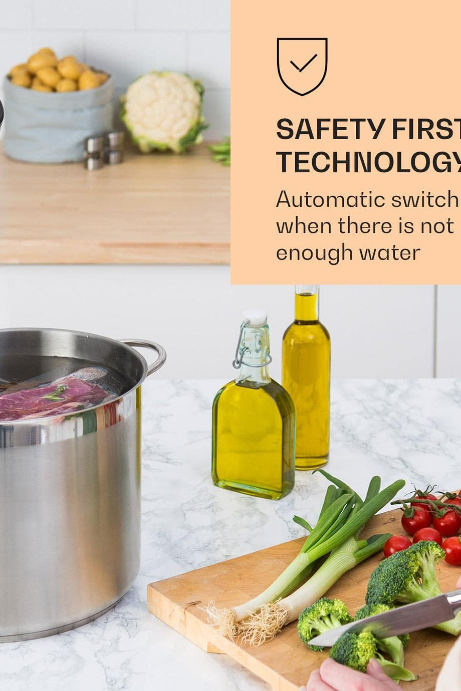 Quickstick Sous-Vide – 1300W, 20L, LCD Dokunmatik, Su Geçirmez