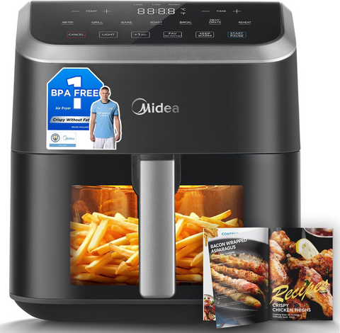 5L Airfryer Cam Pencereli, 7 Programlı, Yağsız Kızartma, +1 Dakika, Isı Işıklı