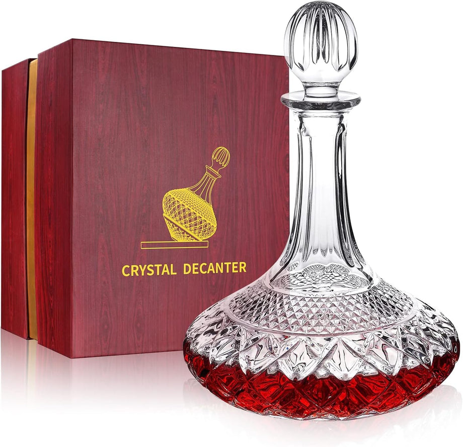 Şarap/Viski Dekanteri, 1500 ml Tıpalı Kristal Oyma Tasarım