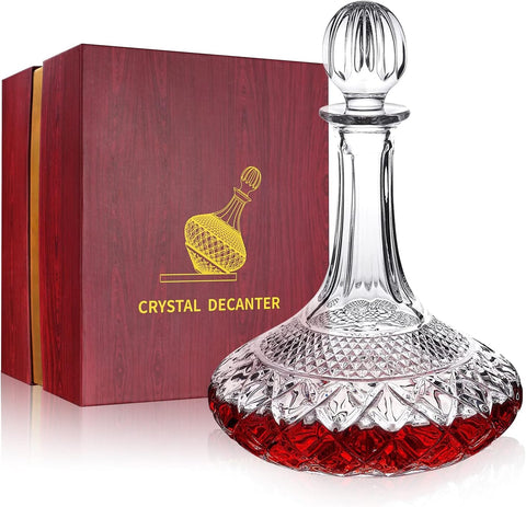 Şarap/Viski Dekanteri, 1500 ml Tıpalı Kristal Oyma Tasarım