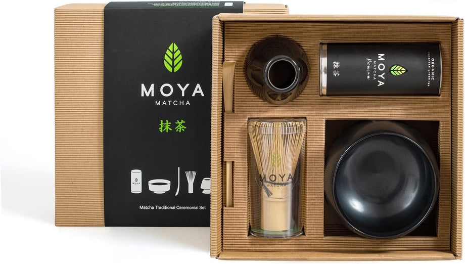 Moya Organik Matcha Seti, 30g Premium Ceremonial Matcha, Çay Kasesi, Whisk ve Tam Hazırlık Seti