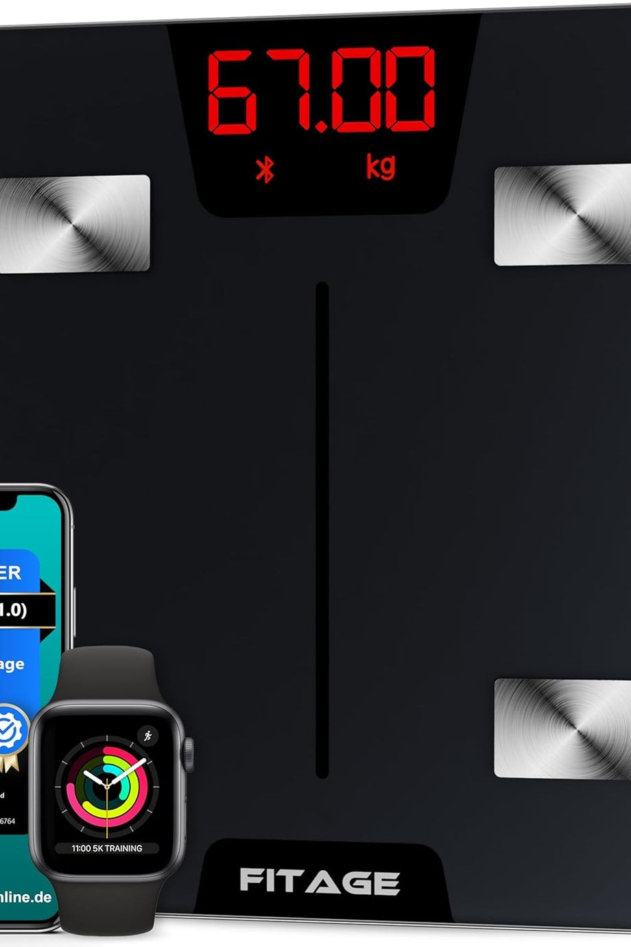 Dijital Akıllı Baskül, 17 Vücut Ölçümü, Yağ-Kas Analizi, 180 kg Kapasite