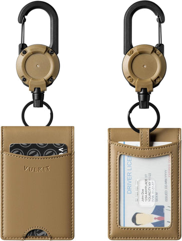 Geri Çekilebilir Klipsli Kimlik Kartı Tutucu, Deri Çift Gözlü Kartlık, 5 Kart Kapasiteli