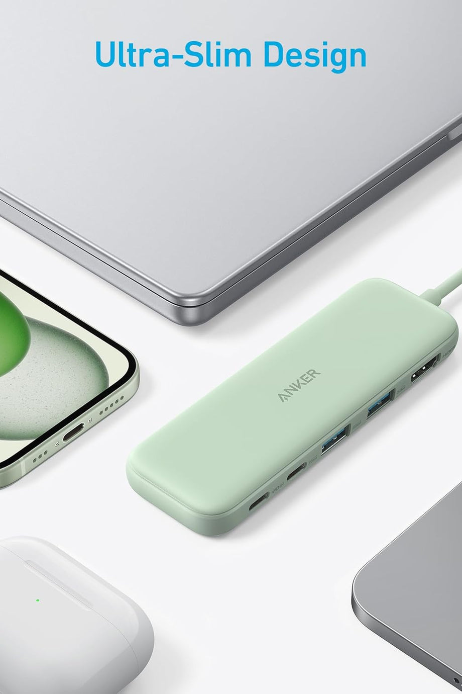 USB-C Hub 332 (5’i 1 Arada) 4K HDMI, 100W PD-IN, 5Gbps USB-C ve USB-A Veri Portları