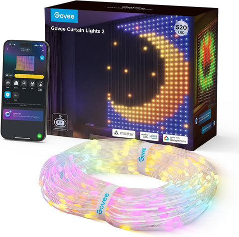 Perde Işıkları 2.0, Akıllı LED Perde, 520 RGBIC Renk Değiştiren, Dinamik Dekorasyon