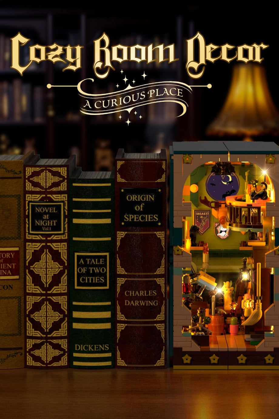 Sihirli İksir Kitap Köşesi, LED'li Ev Yapım Oyuncak Seti, 990 Parça Kitap Ayracı ve Dekorasyon