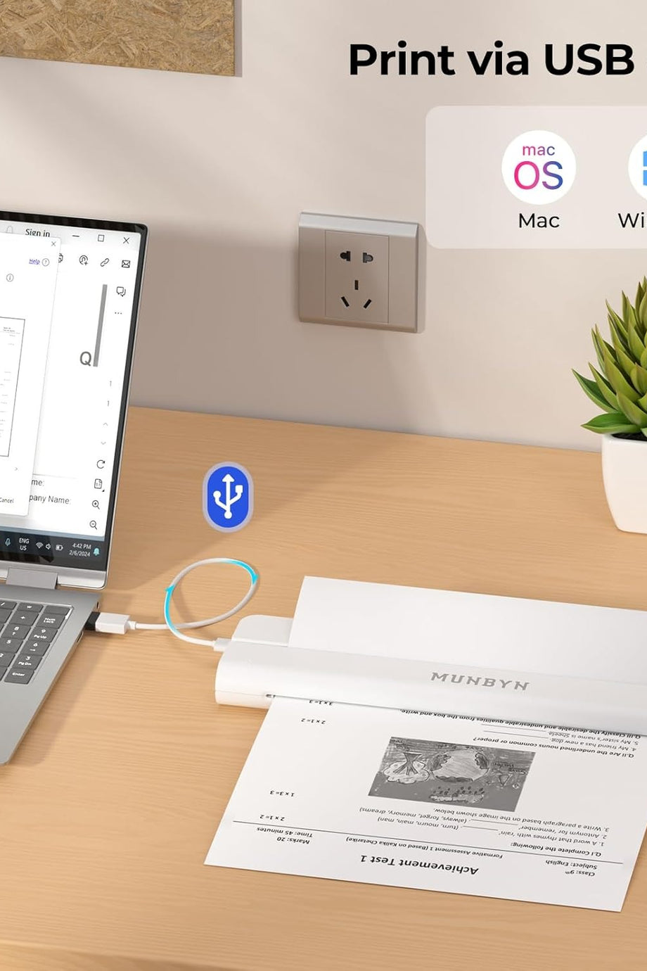 ITP02 Bluetooth Termal Yazıcı, A4, 203 DPI, Android & iOS Uyumlu, Mürekkepsiz