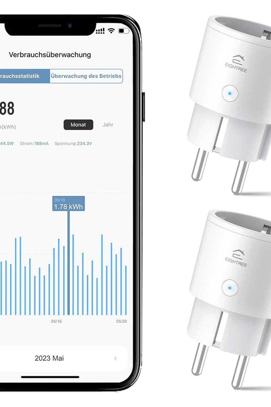 WiFi Akıllı Priz 2'li Set, Enerji Takipli, Alexa ve Google Uyumlu, Zamanlayıcılı