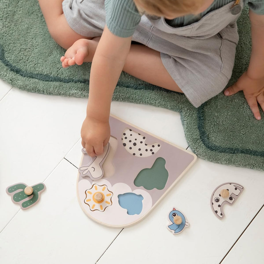 Takmalı Yapboz Lalee Bej, Ahşap Montessori Oyuncağı, 12 Ay+