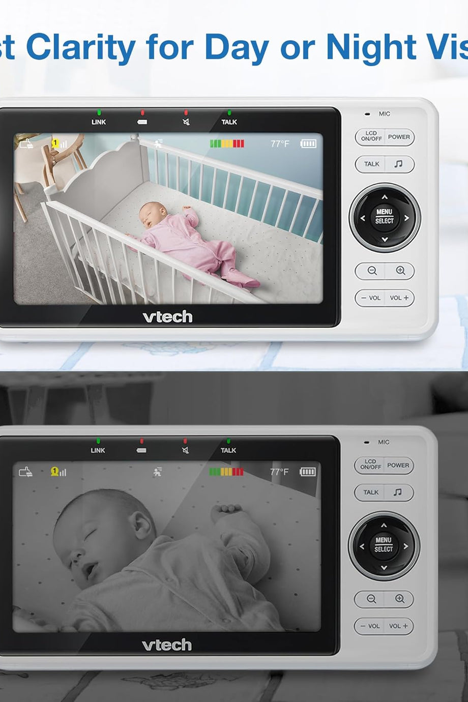 VM901-1W Akıllı Bebek Monitörü, 5 İnç HD Ekran, 1080P Tilt/Swivel Kamera, 120° Geniş Açı