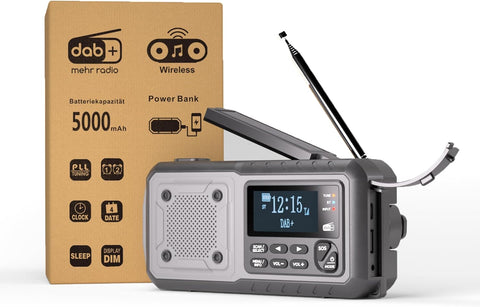 5000 mAh DAB+/FM Deprem ve Acil Durum Radyosu, El Feneri & SOS, Alarm Fonksiyonlu