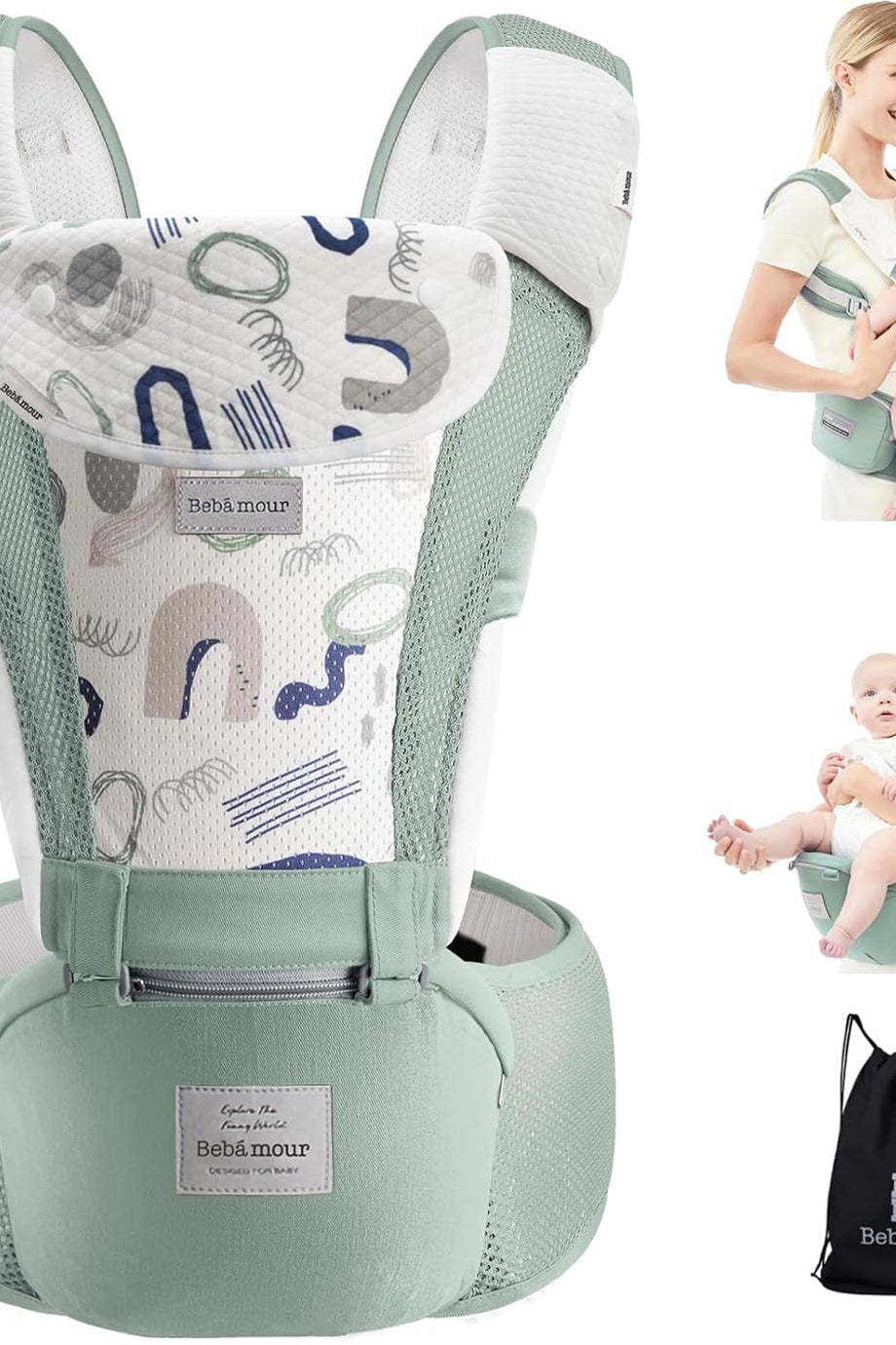 6'sı 1 Arada Ergonomik Bebek Taşıyıcı, Air Mesh, 0-36 Ay