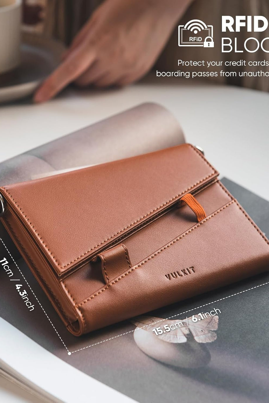 RFID Engelleyici Seyahat Pasaport Tutucu, Askılı, Deri