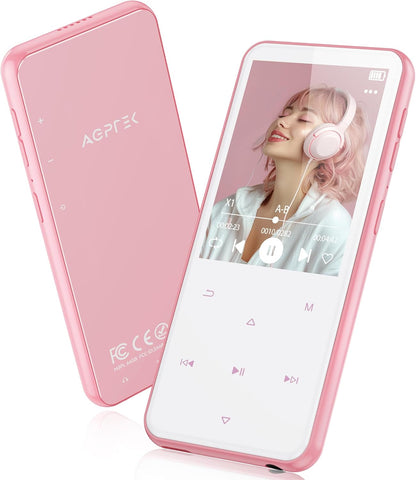 64 GB MP3 Çalar, Bluetooth 5.3, HiFi Ses, FM Radyo, 2,4 inç TFT Ekran, Pembe