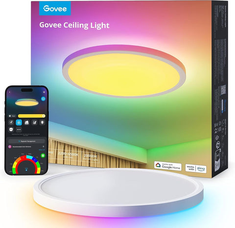 RGBIC Smart Tavan Lambası, 24W, 16 Milyon Renk, Kısılabilir, Alexa & Google Assistant Uyumu
